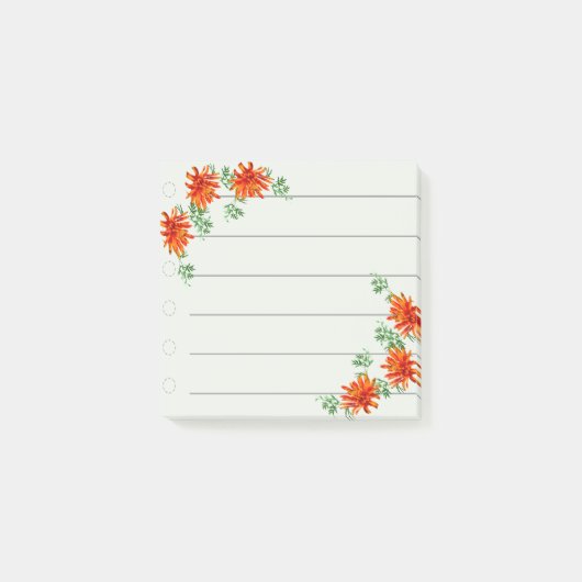 3 Oranje Bloemen Notitie Post-it® Notes (Voorkant)