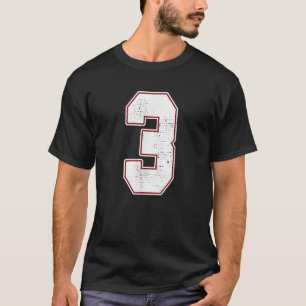 3 overzicht nummer 3 fan varsity sportteam blauw j t-shirt