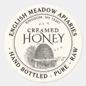 3 OZ CREAMED Honey Label Hand Bottled Raw (Voorkant)