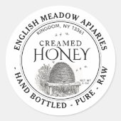 3 OZ CREAMED Honing Label Hand gebotteld Raw Skep (Voorkant)