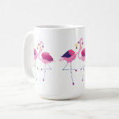 3 paar roze flamingo's illustratie koffiemok (Voorkant links)