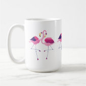 3 paar roze flamingo's illustratie koffiemok (Links)