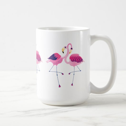 3 paar roze flamingo's illustratie koffiemok (Rechts)