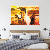 *~* 3 Paarden AR22 Wild Mustangs Mountains Equine Canvas Afdruk (Insitu (Slaapkamer))