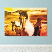 *~* 3 Paarden AR22 Wild Mustangs Mountains Equine Canvas Afdruk (Insitu (Houten vloer))