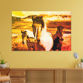 *~* 3 Paarden AR22 Wild Mustangs Mountains Equine Canvas Afdruk (Insitu (Woonkamer))