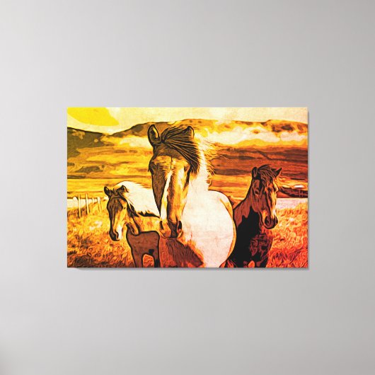 *~* 3 Paarden AR22 Wild Mustangs Mountains Equine Canvas Afdruk (Voorkant)
