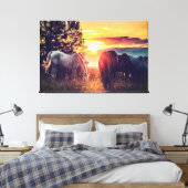 *~* 3 Paarden AR22 Wild Mustangs Sunset Equine Canvas Afdruk (Insitu (Slaapkamer))
