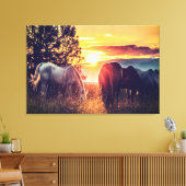 *~* 3 Paarden AR22 Wild Mustangs Sunset Equine Canvas Afdruk (Insitu (Woonkamer))