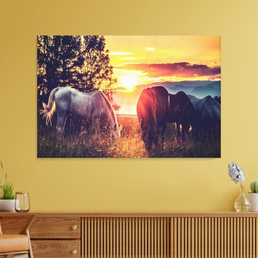 *~* 3 Paarden AR22 Wild Mustangs Sunset Equine Canvas Afdruk (Insitu (Woonkamer))