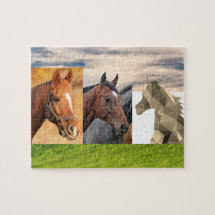 3 paarden, bruin, bruin, kunst, leeftijd 6, 110 st legpuzzel