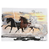 3 Paarden Gift Bag - Lrg, glanzend, paardengrootte Groot Cadeauzakje (Achterkant)