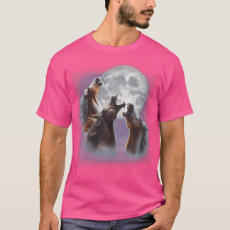 3 Paarden huilen bij de maan Grappig Paard liefheb T-shirt