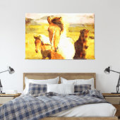 *~* 3 Paarden - Mustangs Mountains AR22 Paardenkun Canvas Afdruk (Insitu (Slaapkamer))