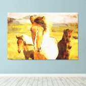 *~* 3 Paarden - Mustangs Mountains AR22 Paardenkun Canvas Afdruk (Insitu (Houten vloer))