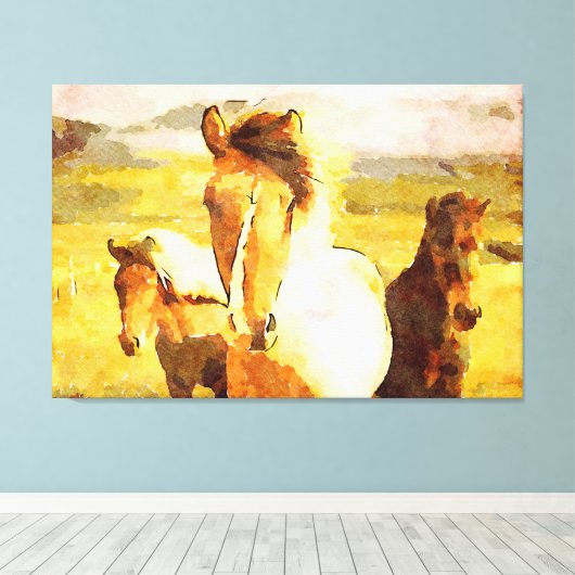 *~* 3 Paarden - Mustangs Mountains AR22 Paardenkun Canvas Afdruk (Insitu (Houten vloer))