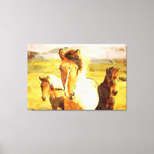 *~* 3 Paarden - Mustangs Mountains AR22 Paardenkun Canvas Afdruk (Voorkant)