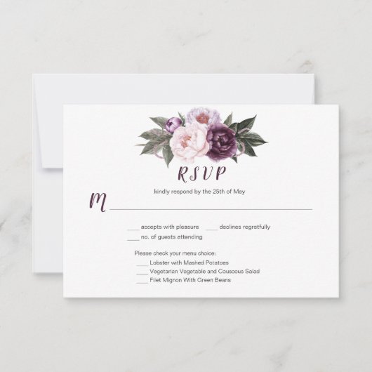 #3 Paarse Plum Pink Pioenrozen Boeket Menu Keuze (Voorkant)