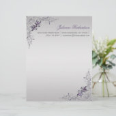 #3  Paarse zilveren bloemmoerassen Letterkop Custom Briefhoofd (Staand voorkant)