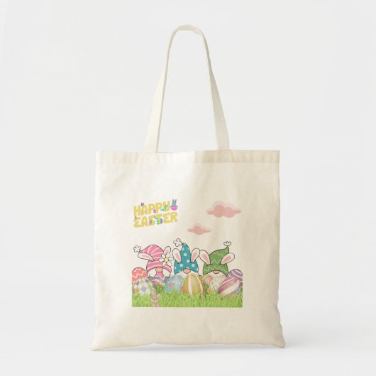 3 Paasgnomen met paaseieren Canvas tas (Voorkant)