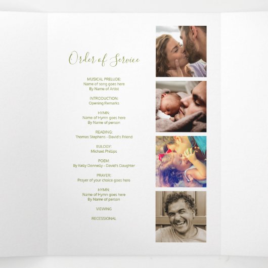 3 Pagina Funeral Order of Service | Memorandum Drieluik Uitnodiging (Binnenkant midden)