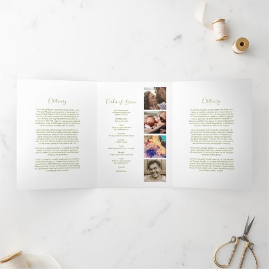 3 pagina's rouwkaart | Herdenkingsprogramma Drieluik Uitnodiging (Binnen)