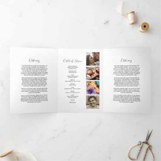 3 pagina's rouwkaart | Herdenkingsprogramma Drieluik Uitnodiging (Binnen)