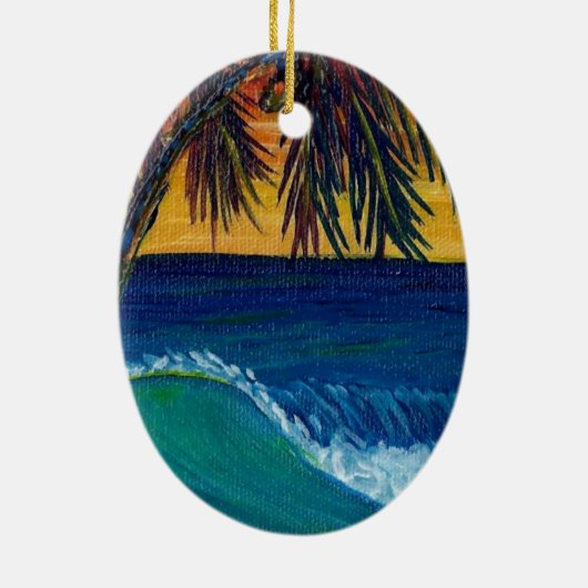 3 palmzonsondergang keramisch ornament (Achterkant)
