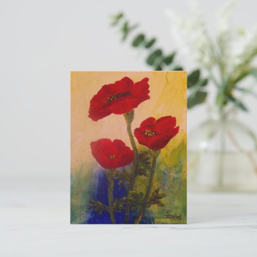 3 papavers briefkaart (Staand voorkant)