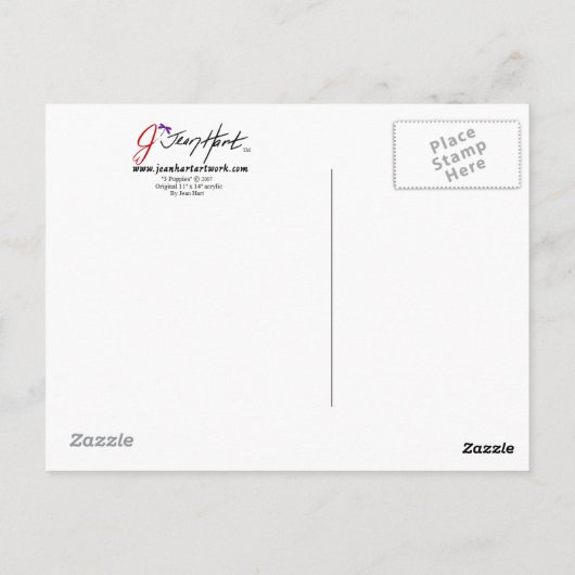 3 papavers briefkaart (Achterkant)