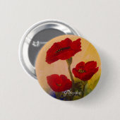 3 papavers ronde button 5,7 cm (Voorkant /achterkant)