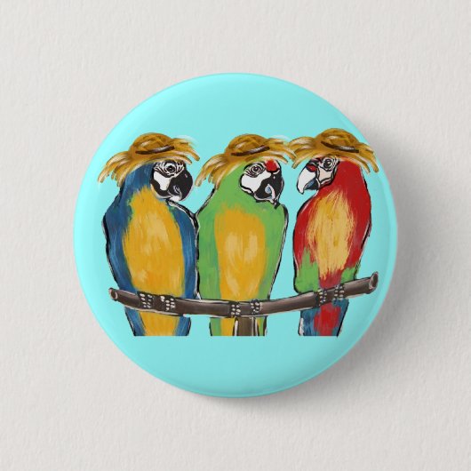 3 Papegaaien Ronde Button 5,7 Cm (Voorkant)