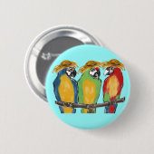 3 Papegaaien Ronde Button 5,7 Cm (Voorkant /achterkant)