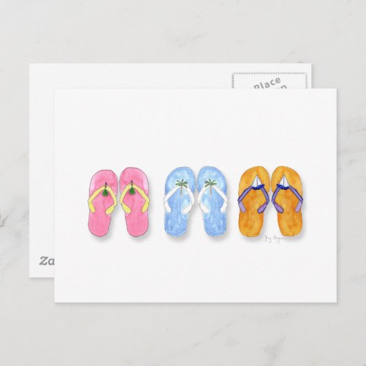 3 Paren Teenslippers Briefkaart (Voorkant / Achterkant)