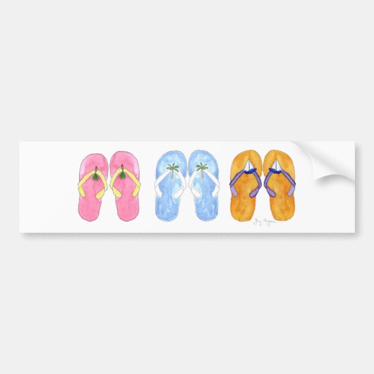 3 Paren Teenslippers Bumperstickers (Voorkant)