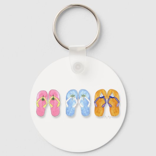 3 Paren Teenslippers Sleutelhanger (Voorkant)