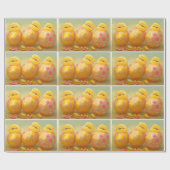 3 Paskuikens in Collectie eieren Cadeaupapier (Vlak)