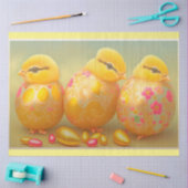 3 Paskuikens in Collectie eieren Tissuepapier (Craft)