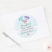 3 pastel Waterverf vlinders zeep / kaars Ronde Sticker (Envelop)