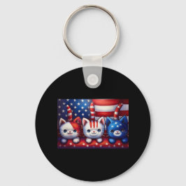 3 Patriotic Kittens With American Flag Sleutelhanger