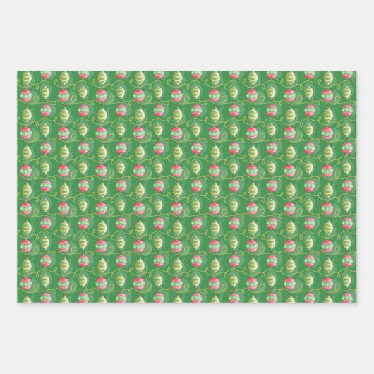 3 pc. Cadeausets — kerstWaterverven Inpakpapier Vel (Voorkant)