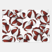 3 PC Coördinerende Maroon Team Kleuren Basketballe Inpakpapier Vel (Voorkant)