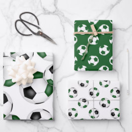 3 pc variëteit groen zwart team kleuren voetbal inpakpapier vel