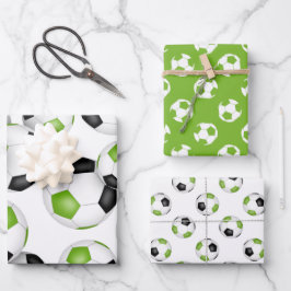 3 pc variëteit helder groen zwart team kleuren voe inpakpapier vel