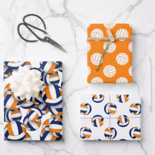 3 pc volleybalpatronen coördinerend blauw sinaasap inpakpapier vel