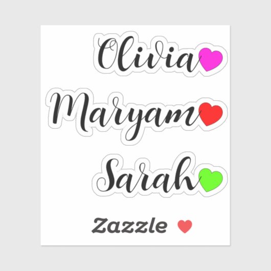 3 PC's - Naam met Hart Vinyl Decal Stickers (Vel)