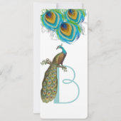 3 Peacock Feathers Art Deco Wedidng Invite Kaart (Achterkant)