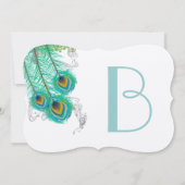 3 Peacock Feathers Wedidng Invite Kaart (Achterkant)