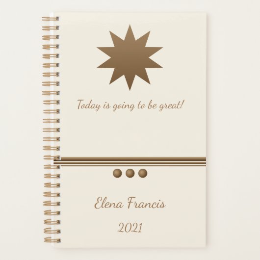 3 penseelpenseel goud en crèmepanner planner (Voorkant)