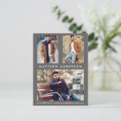 3 Photo Actor Model Comp Card Briefkaart grijs (Staand voorkant)